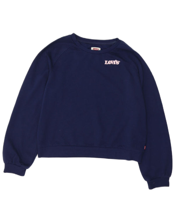 Levi's Sudadera Corta para Niña Jumper 15-16 Años Azul Marino Algodón