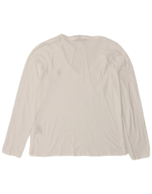 Polo Ralph Lauren Mujer Top Manga Larga UK 14 Grande Algodón Blanco
