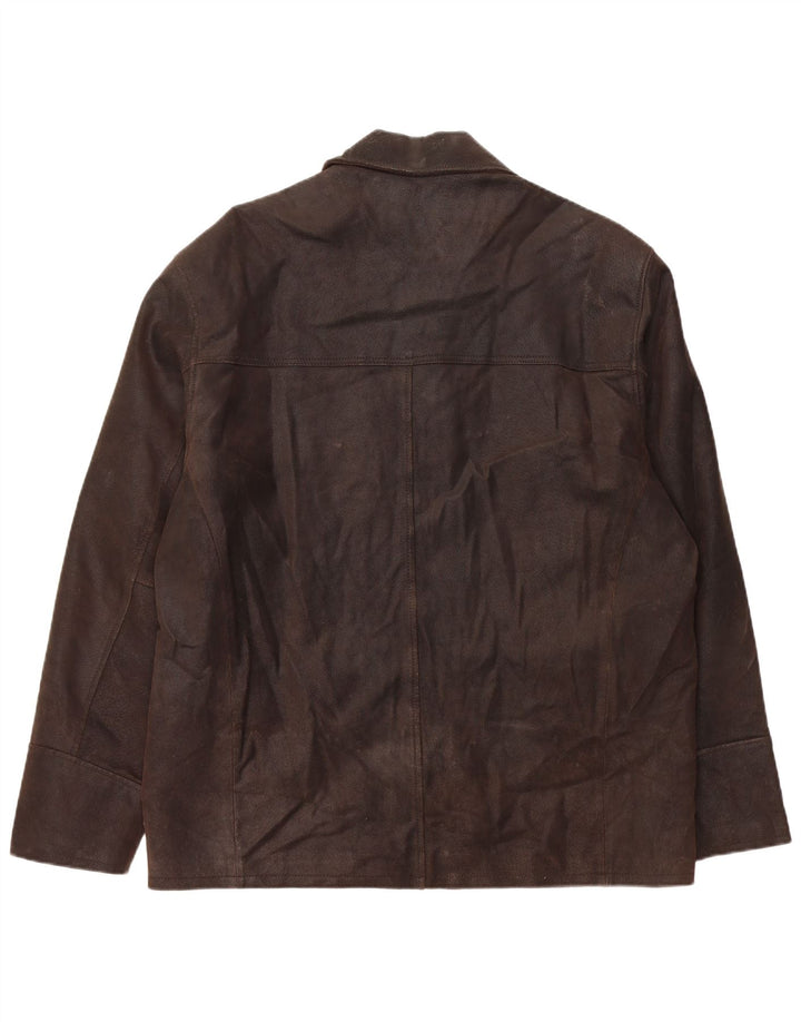 VINTAGE Chaqueta de cuero para hombre Reino Unido 42 XL Cuero marrón
