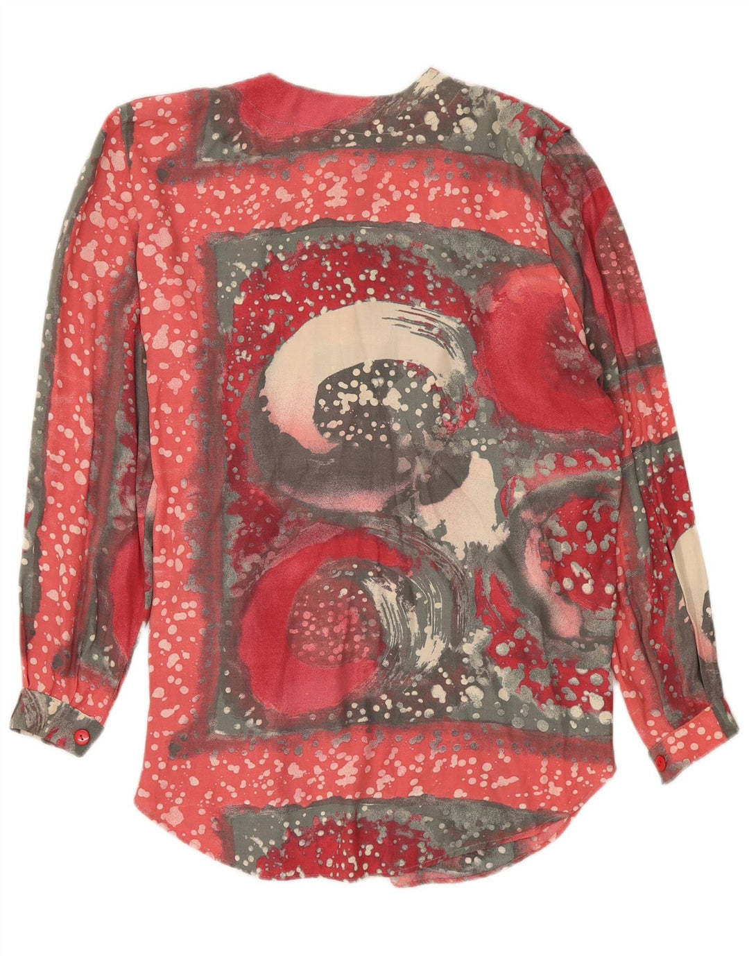 Vintage mujer patrón abstracto camisa de manga larga blusa Reino Unido 20 2XL rojo