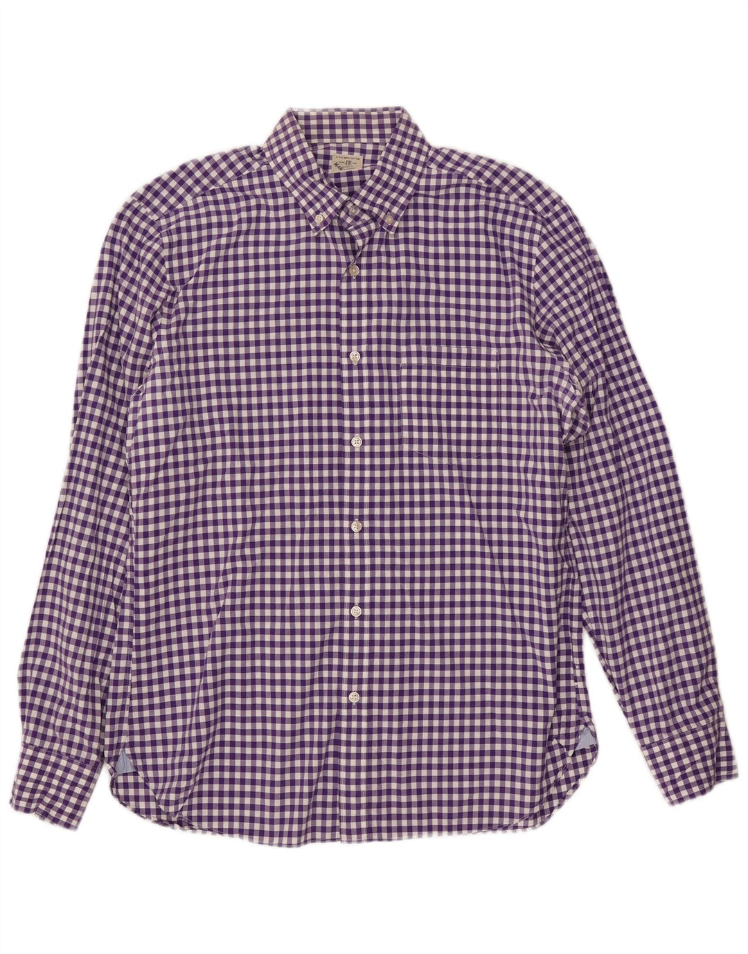 J. CREW Camisa para hombre talla 15 1/2 algodón a cuadros morado mediano