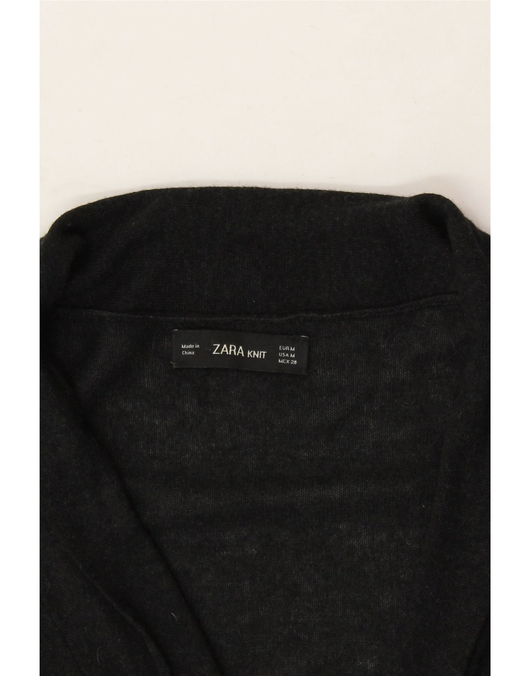 ZARA Womens Front Tie V-Neck Jumper Sweater UK 12 Medium Black Vintage Zara and Second-Hand Zara from Messina Hembry 