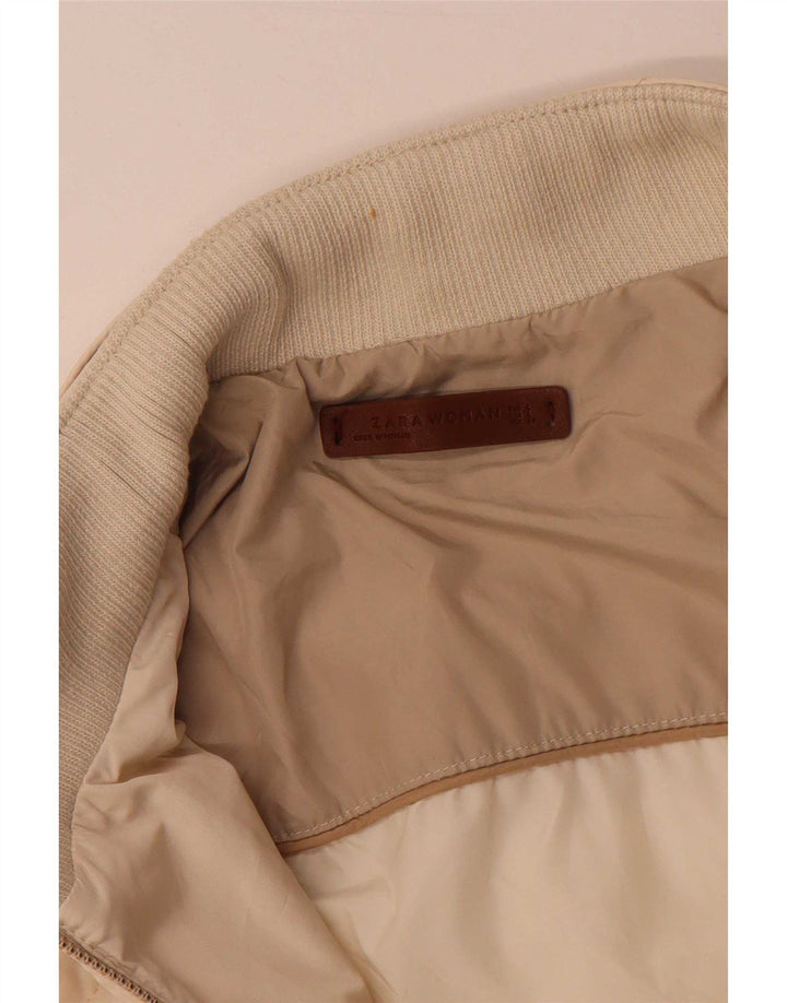Zara Mujer Chaqueta Acolchada UK 46 Grande Poliéster Beige
