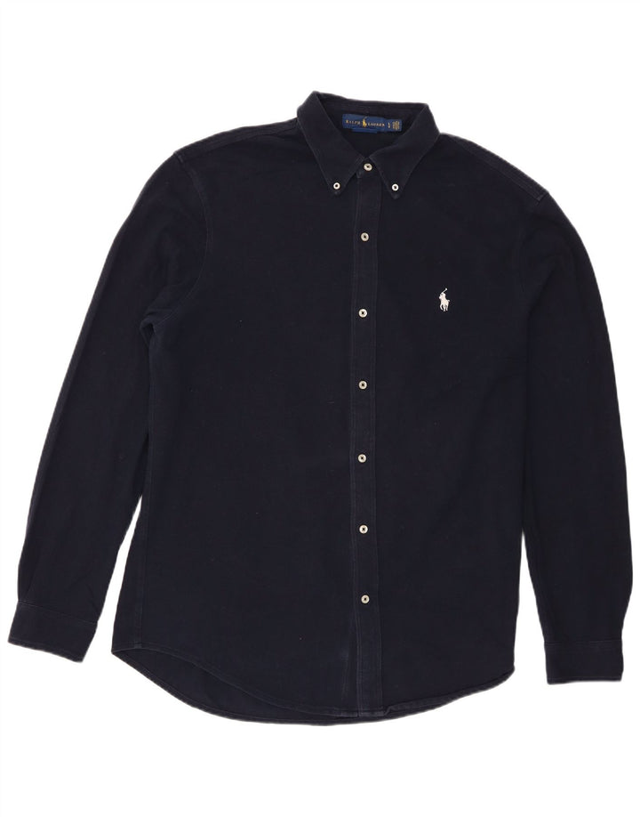 Camisa Ralph Lauren para hombre grande de algodón azul marino