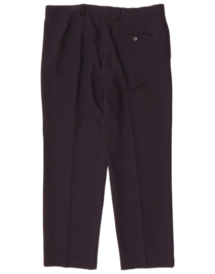 Marks & Spencer Pantalón de traje de corte regular para hombre W36 L29 Poliéster azul marino