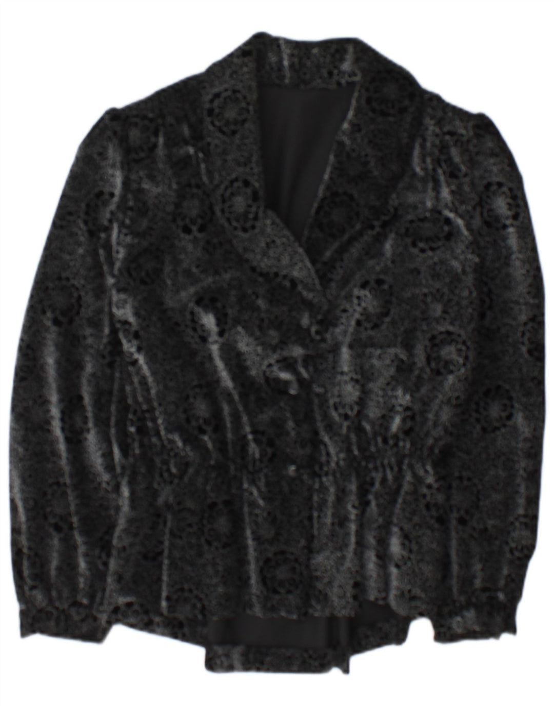 Vintage mujer 2 botones Blazer chaqueta Reino Unido 14 medio negro floral