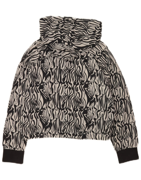 Fila Mujer Crop Oversize Sudadera con capucha Jumper UK 10 Small Grey Animal Print