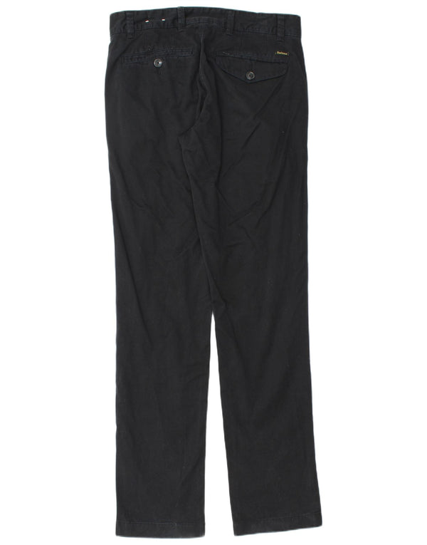 Barbour Mens Slim Chino Pantalones W30 L34 Algodón Negro