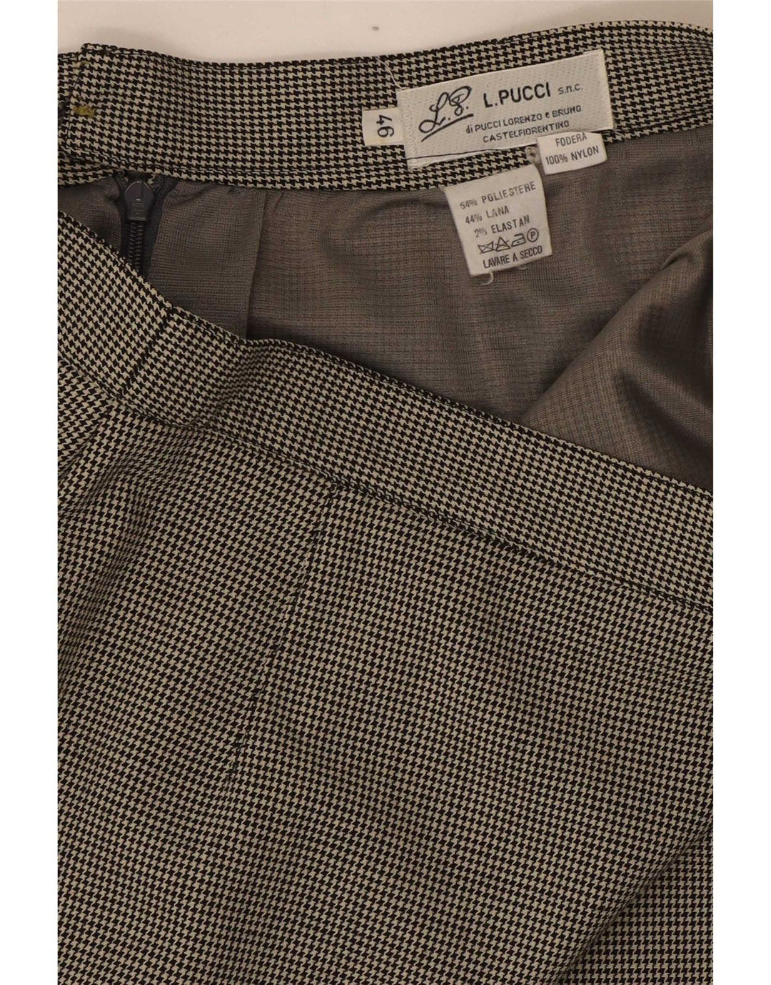 Falda lápiz para mujer L.Pucci IT 46 Large W30 Poliéster de pata de gallo negro