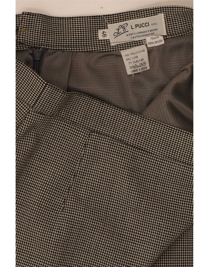 Falda lápiz para mujer L.Pucci IT 46 Large W30 Poliéster de pata de gallo negro
