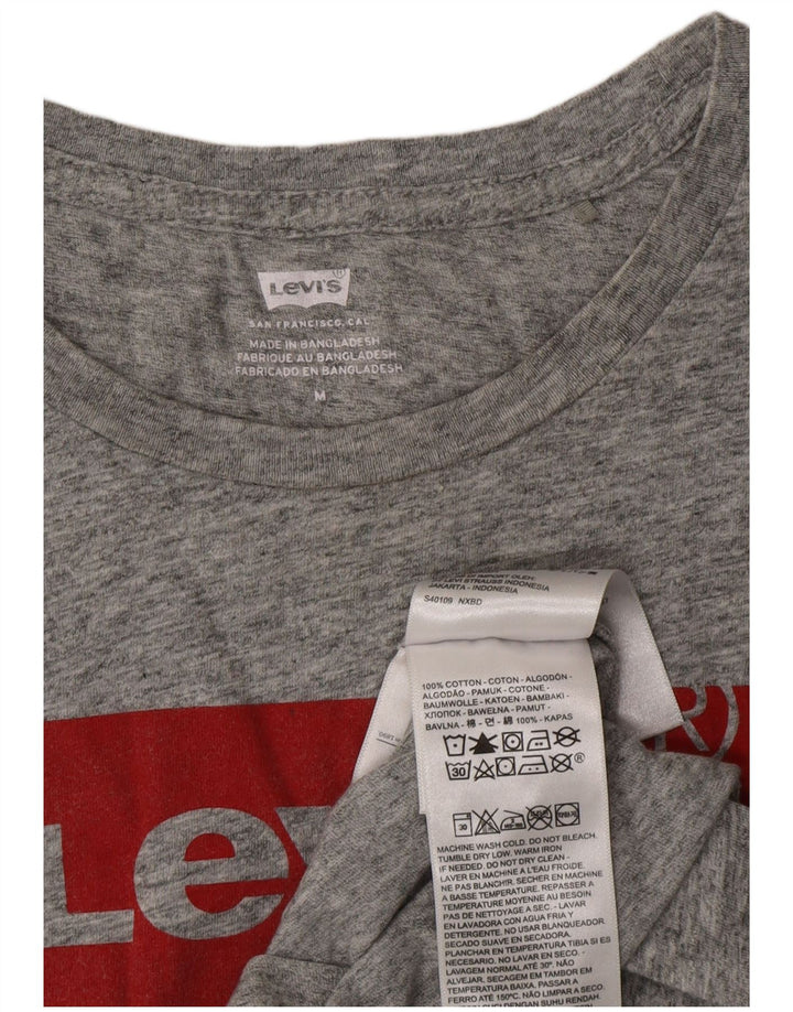 LEVI'S Camiseta gráfica para mujer Top UK 12 Algodón moteado gris medio