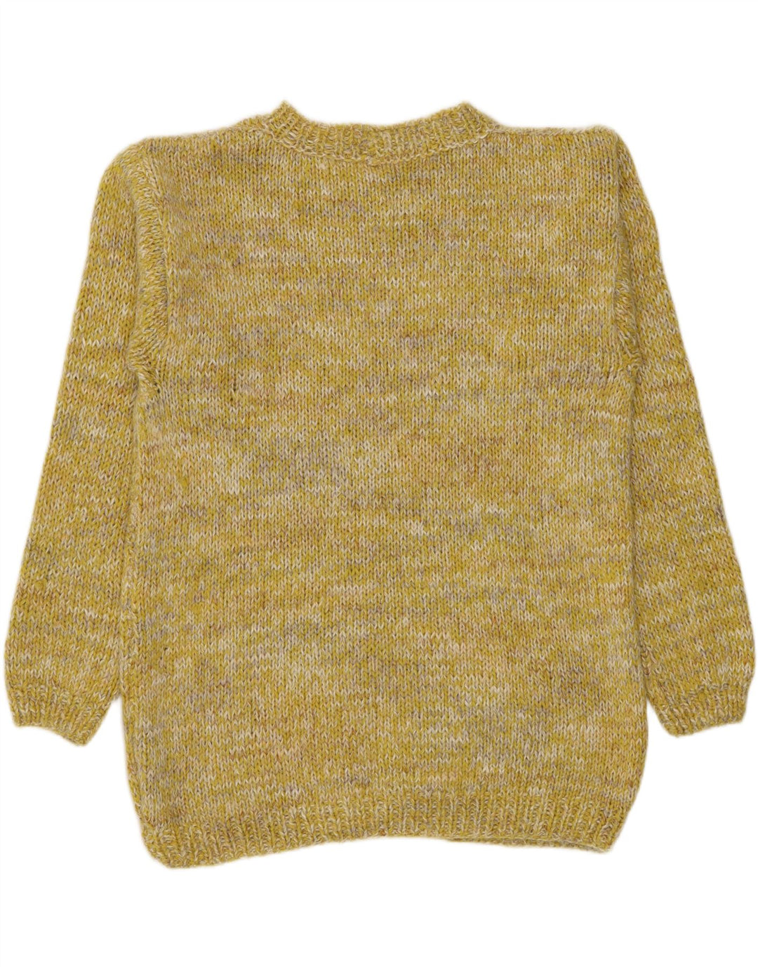 Vintage hombres barco cuello jumper suéter medio amarillo moteado