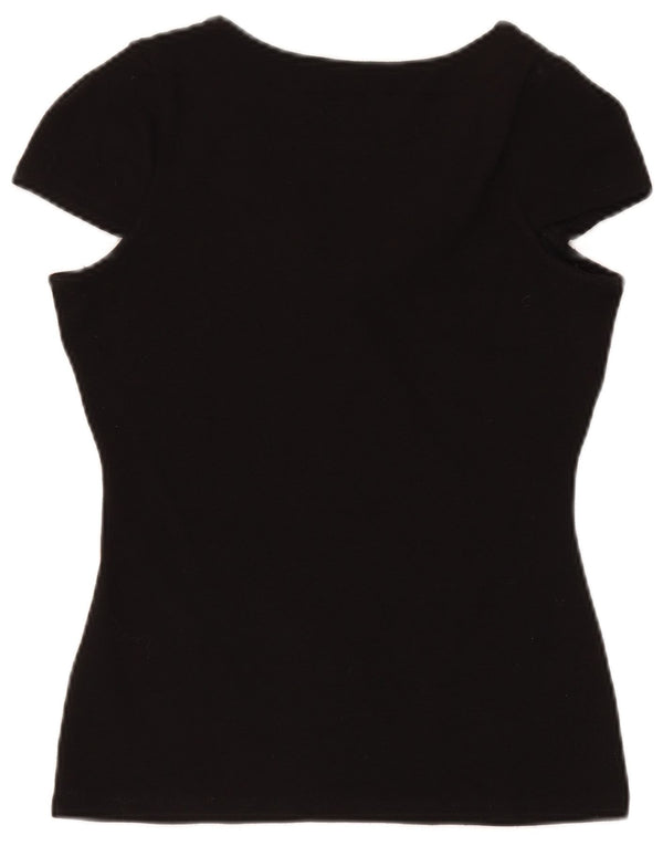 ZARA Blusa Mujer Top UK 42 Medium Viscosa Negra