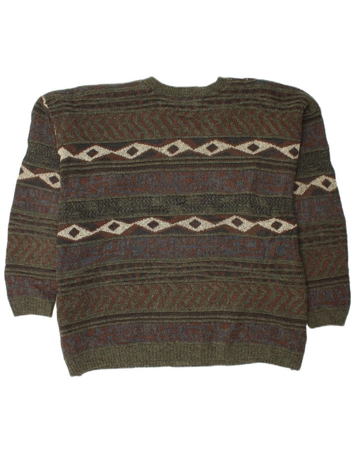 LONDON FOG Suéter con cuello en V para hombre 3XL Caqui Fair Isle