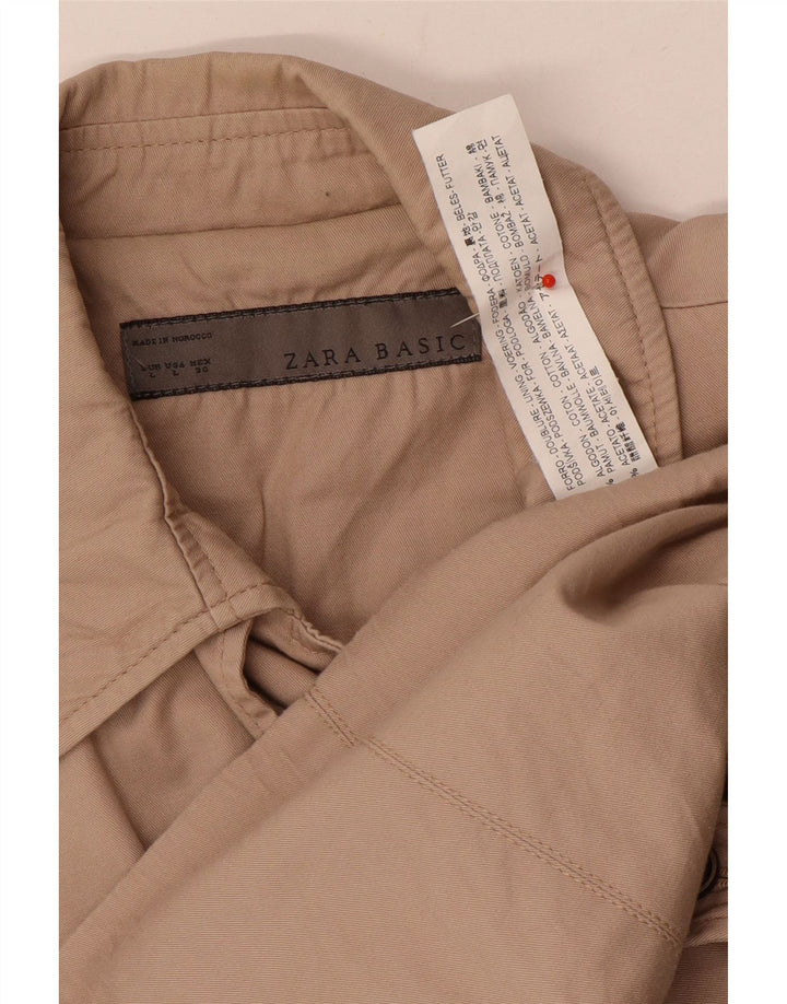Zara Mujer Gabardina UK 46 Grande Algodón Beige
