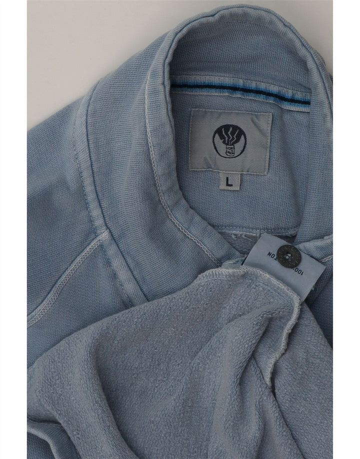 Sudadera con cuello y botones para hombre de Fat Face, jersey de algodón azul grande