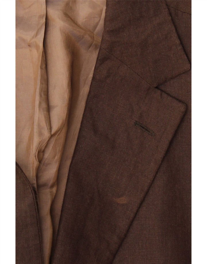 SOLBIATI Chaqueta tipo blazer de 2 botones para hombre IT 48 Lino marrón medio