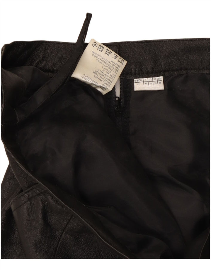 Vintage mujer falda de cuero Reino Unido 16 grande W30 cuero negro