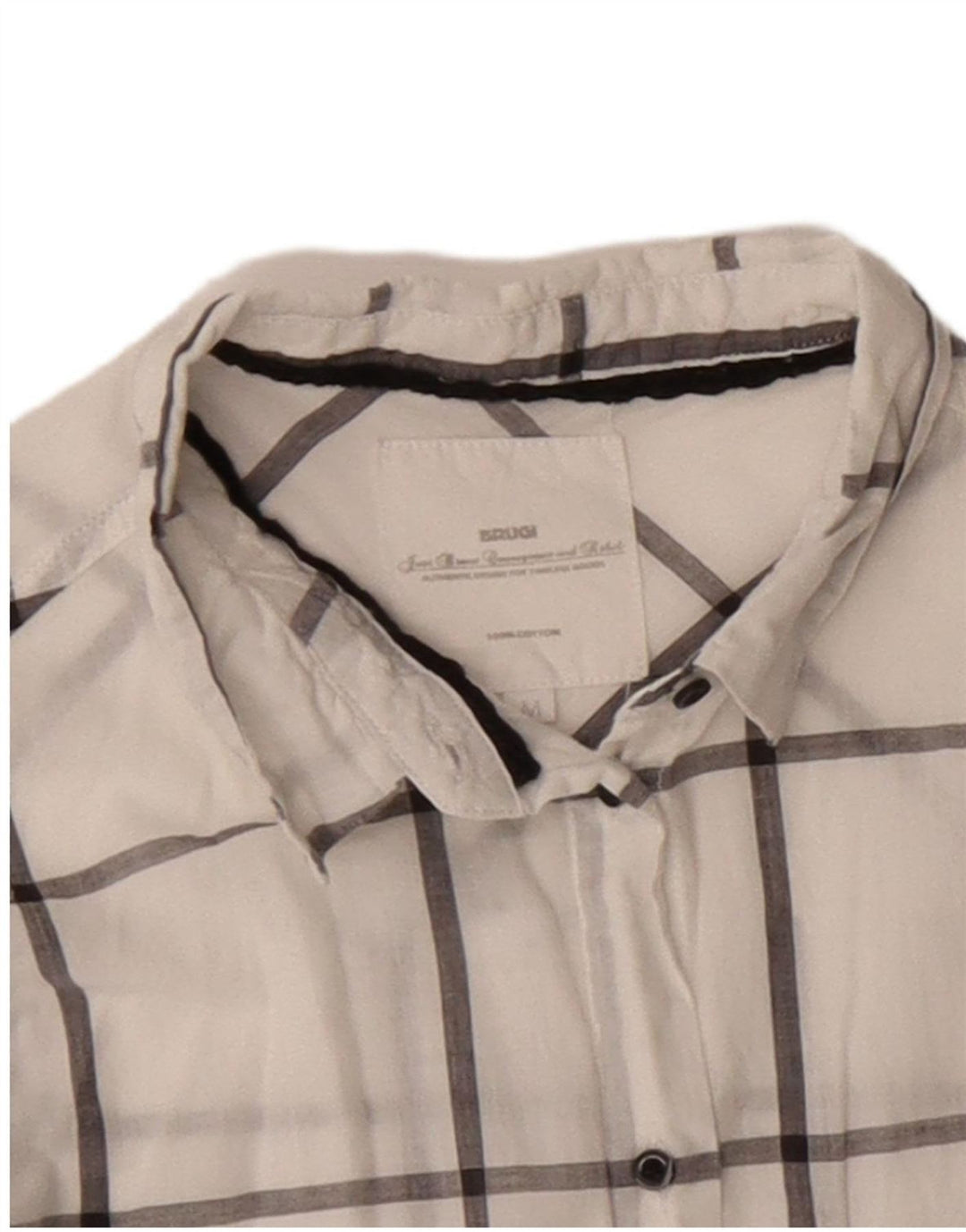 Camisa Brugi para mujer UK 44 Algodón a cuadros blanco mediano