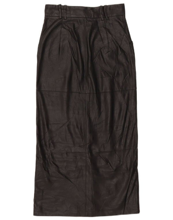Zara Mujer Falda De Piel Sintética De Cintura Alta XS W24 Negro Poliéster