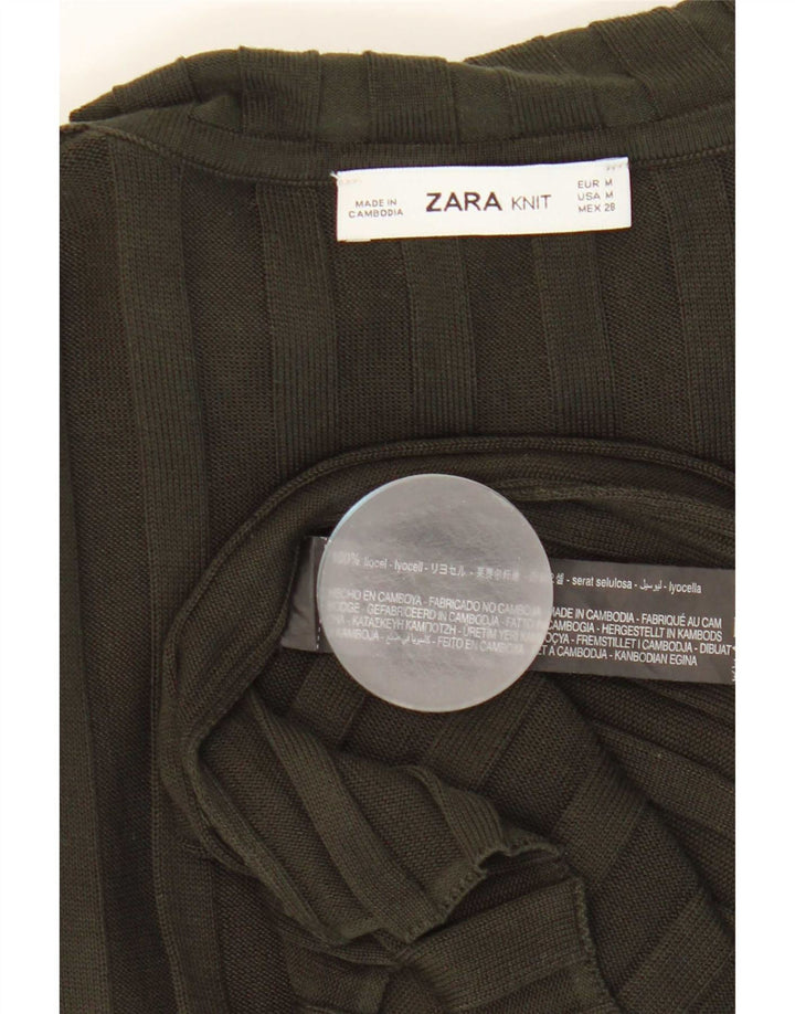 Zara Mujer Top Manga Larga UK 42 Medium Khaki Lyocell
