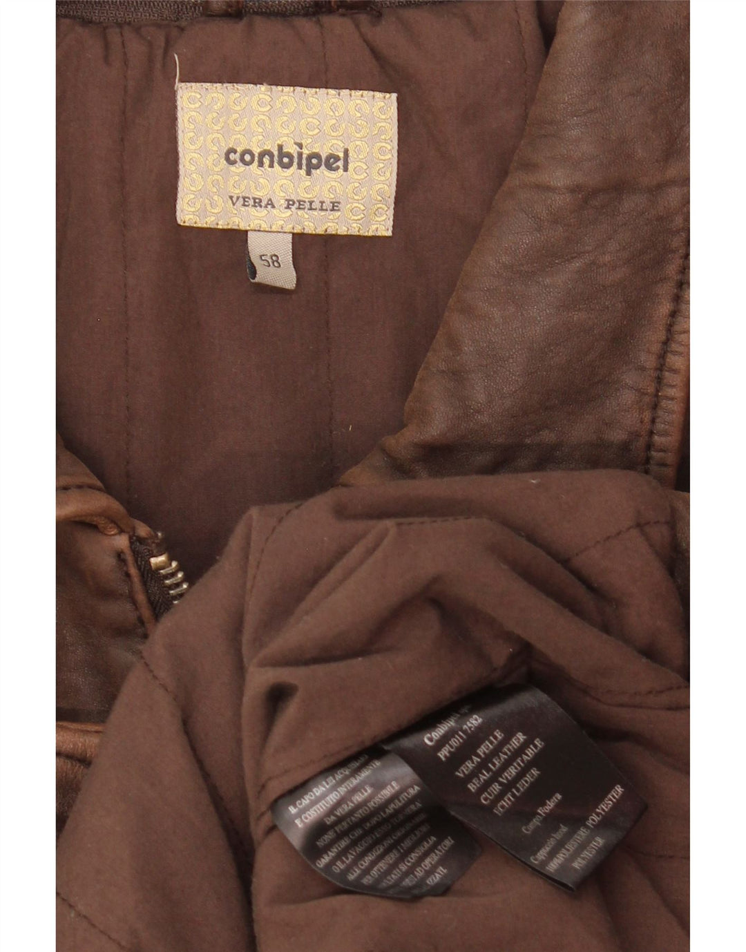 Conbipel Chaqueta de cuero para hombre IT 58 2XL Cuero marrón