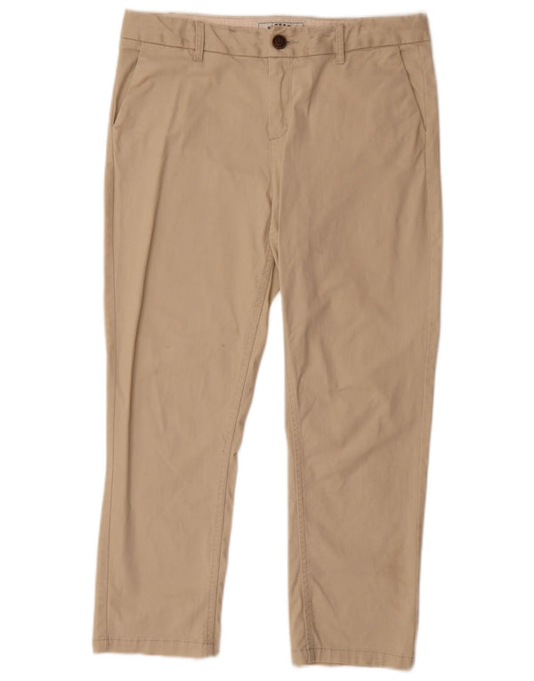 Fat Face Womens Cropped Trousers UK 12 Medium W32 L24 Beige Cotton