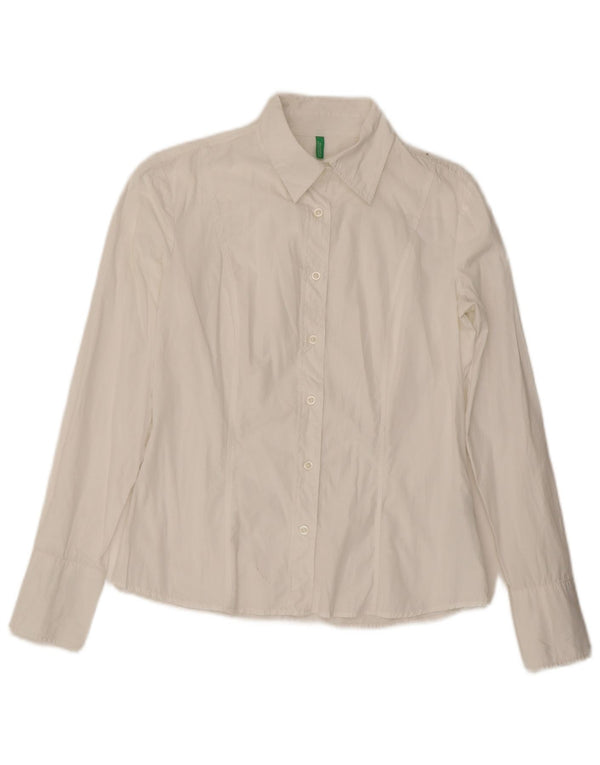 Camisa Benetton Mujer ES 44 Mediano Blanco Algodón