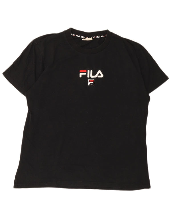 Fila - Camiseta gráfica para hombre, talla grande, algodón negro