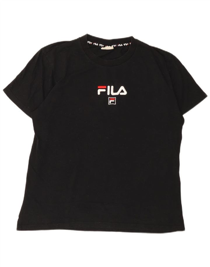Fila - Camiseta gráfica para hombre, talla grande, algodón negro