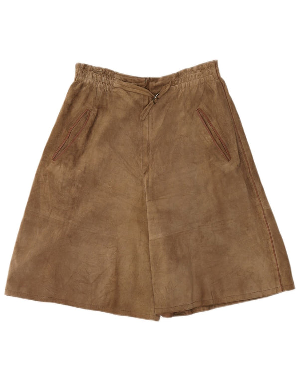 Vintage Mujer Ante Cullotes Shorts W28 Medio Beige