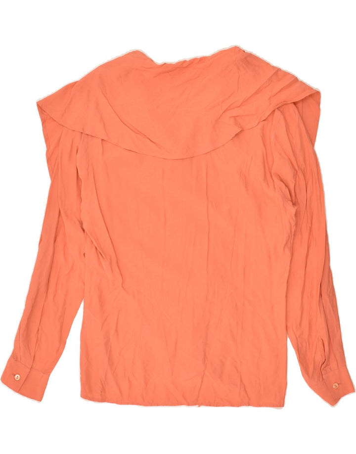 STEFANEL Womens Long Sleeve Shirt Blouse UK 14 Medium Orange Viscose | Vintage Stefanel | Thrift | Second-Hand Stefanel | Used Clothing | Messina Hembry 
