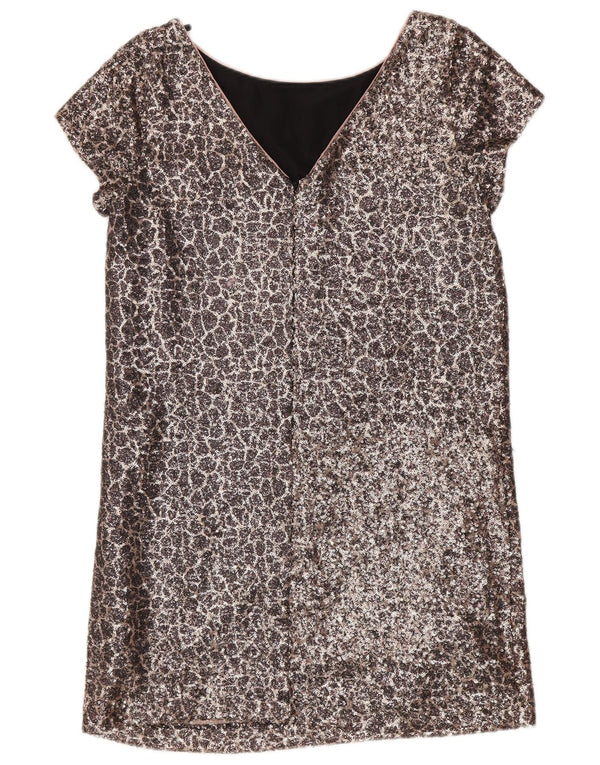 Next Vestido recto con lentejuelas para mujer UK 42 Nylon plateado mediano