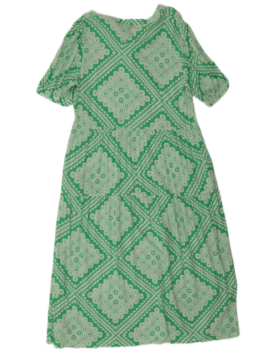 Marks & Spencer Vestido acampanado regular para mujer UK 42 Verde medio Geométrico
