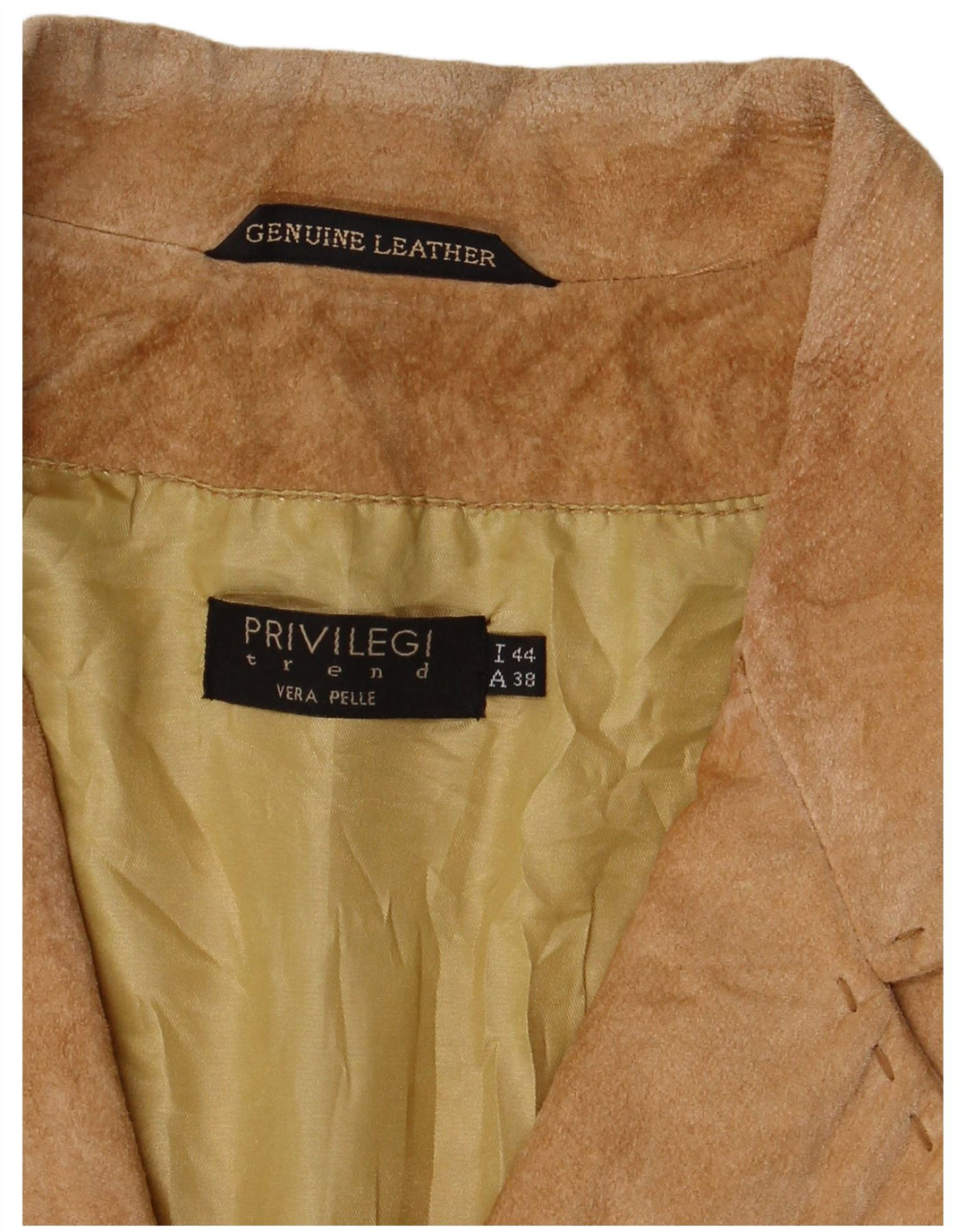 Chaqueta estilo blazer de ante con 3 botones para mujer Privilegi IT 44 Cuero marrón medio
