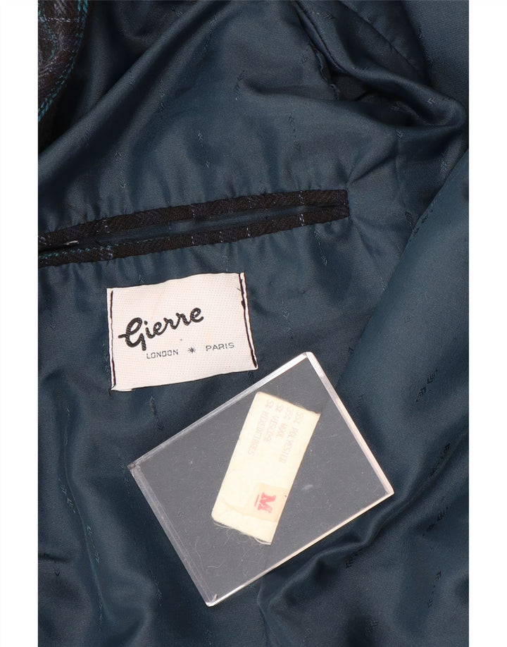 GIERRE Chaqueta tipo blazer con 1 botón para hombre UK 38 Mediano Azul marino Geométrico
