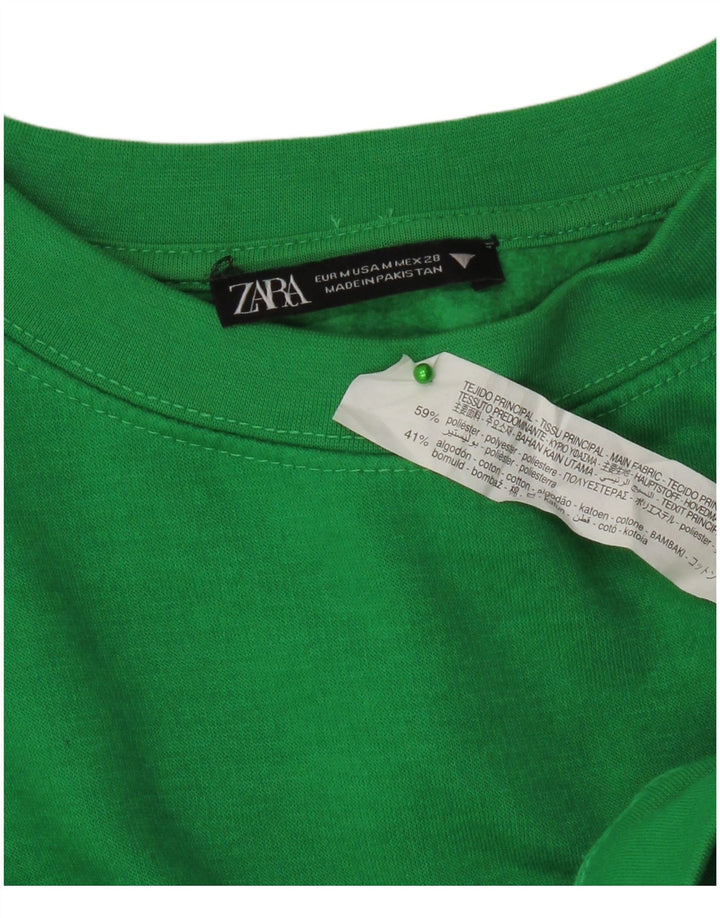 Zara Mujer Sudadera Jumper UK 44 Poliéster Verde Medio