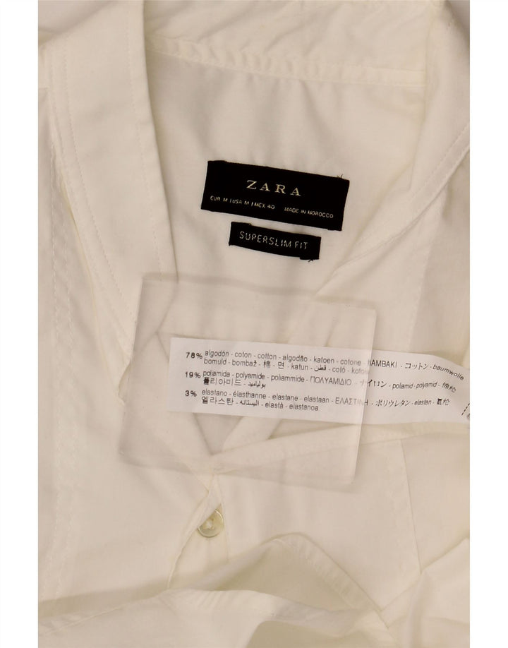 ZARA Hombre Camisa Super Slim Fit Algodón Blanco Mediano