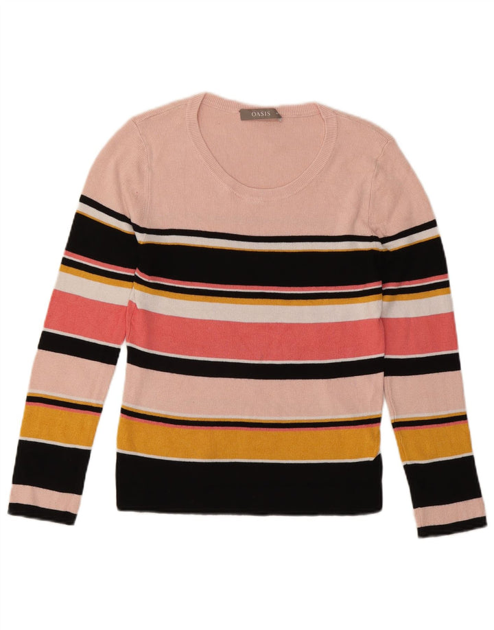 Oasis Mujer Top Manga Larga UK 42 Viscosa Rayas Rosa Mediana