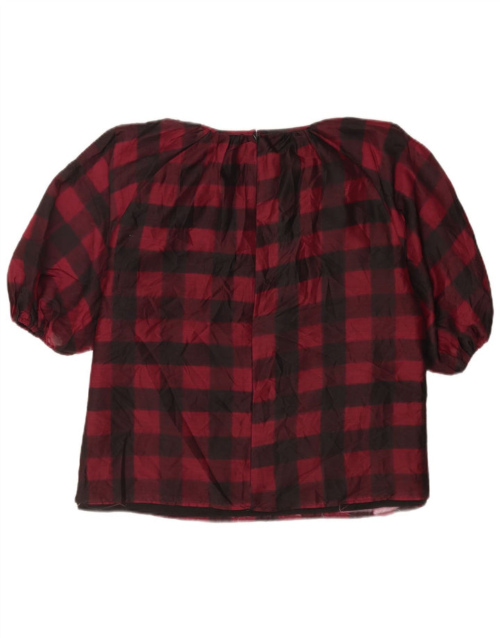 Oasis Blusa de manga 3/4 para mujer UK 46 Large Red Gingham