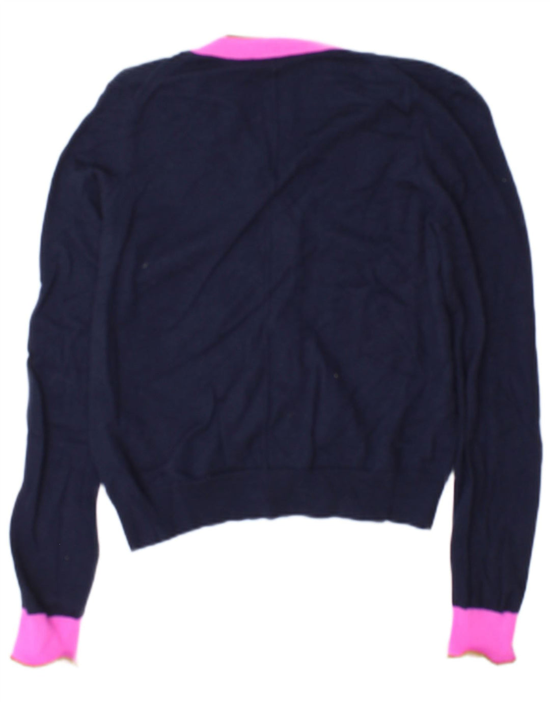 Suéter tipo cárdigan para mujer Jigsaw UK 40 Lana mediana azul marino con bloques de color