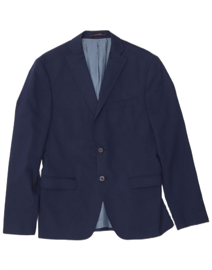 ZARA Chaqueta tipo blazer de 2 botones para hombre EU 50 Medium Azul marino Viscosa