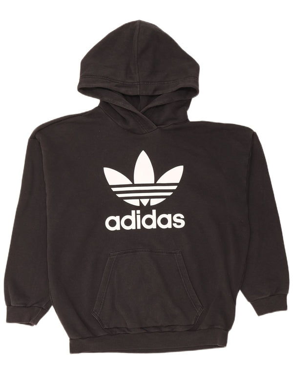 Adidas - Sudadera con capucha para mujer, diseño gráfico de gran tamaño, talla 40, tamaño mediano, color negro