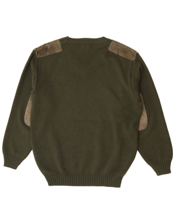 Country Mens Wear Jersey con cuello en V EU 40 Lana en bloques de color verde medio