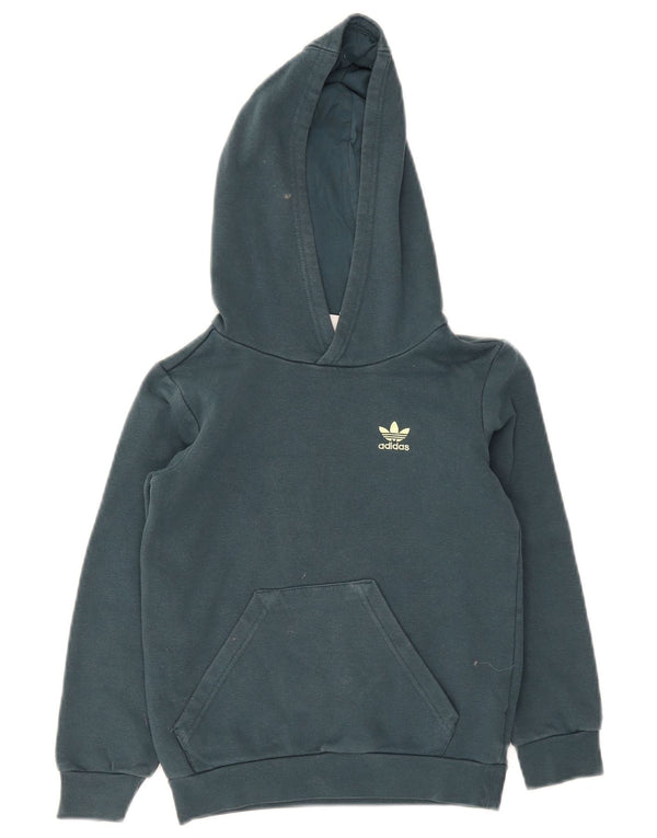 Adidas Boys Regular Fit Hoodie Jumper 7-8 Years Green Cotton