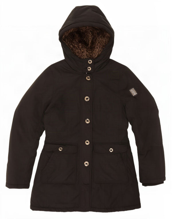 Refrigue Chaqueta Parka Sherpa con Capucha para Mujer UK 10 Small Poliéster Negro