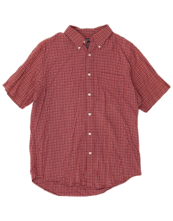 Camisa Dockers Hombre Manga Corta Algodón Cuadros Rojo Mediano