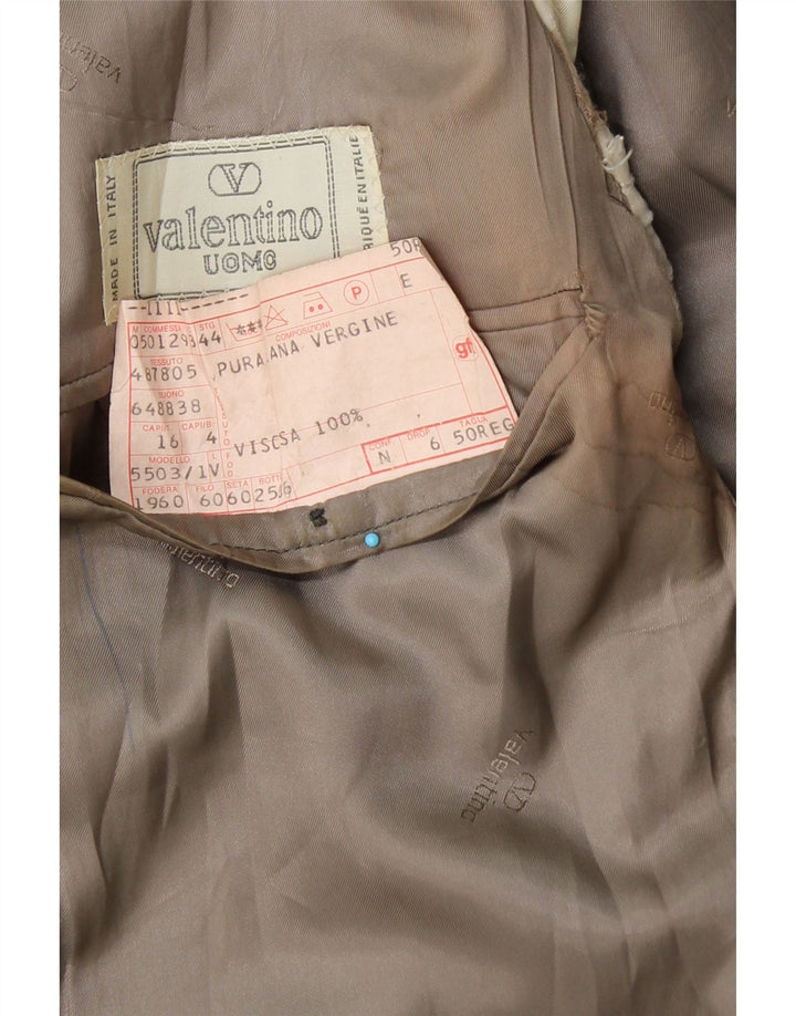 VALENTINO Chaqueta tipo blazer de 2 botones para hombre IT 50 Large Blue Check Lana virgen