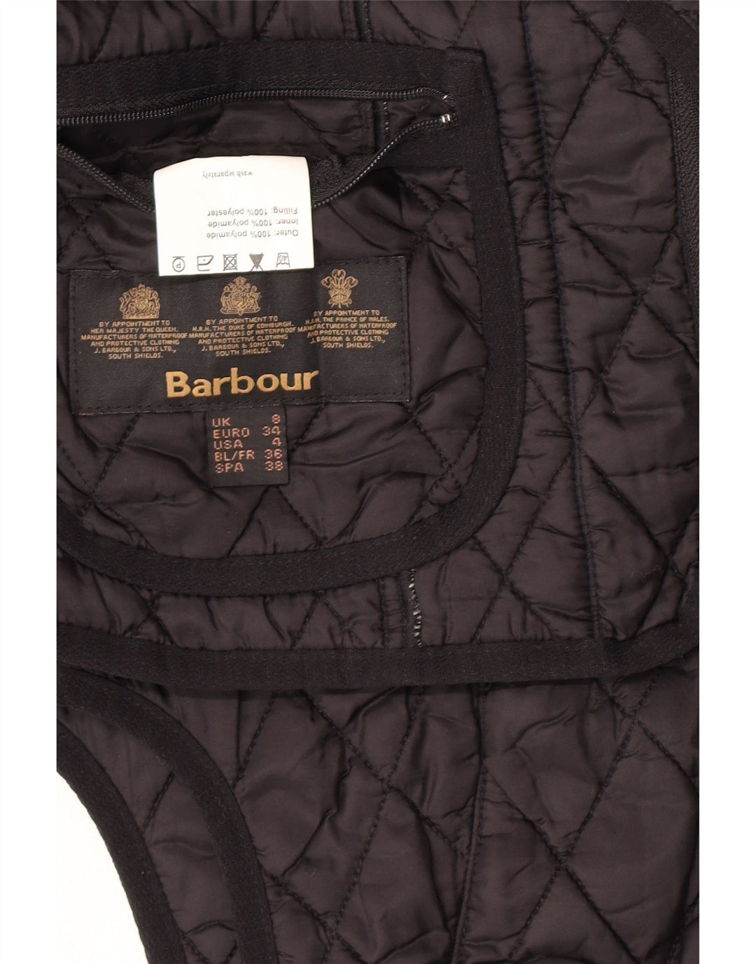 Chaleco acolchado Barbour para mujer UK 8 Small Poliamida negra