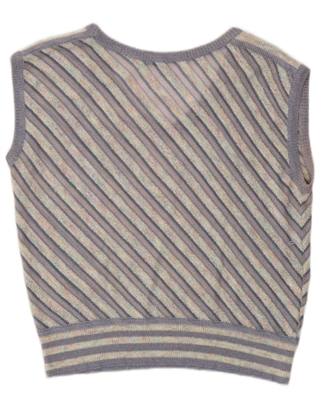 Vintage mujer chaleco camiseta sin mangas Reino Unido 12 medio púrpura rayas